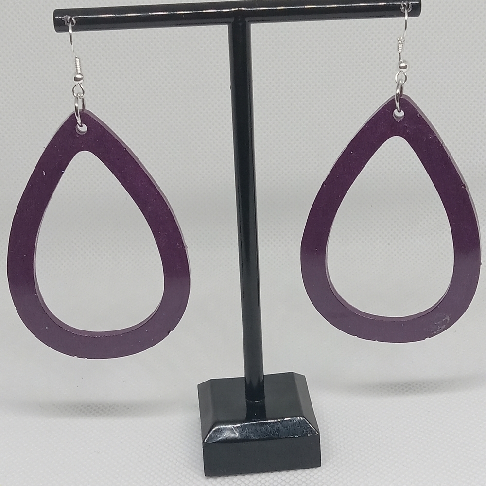 Hand Crafted Deep Purple Teardrop Earrings